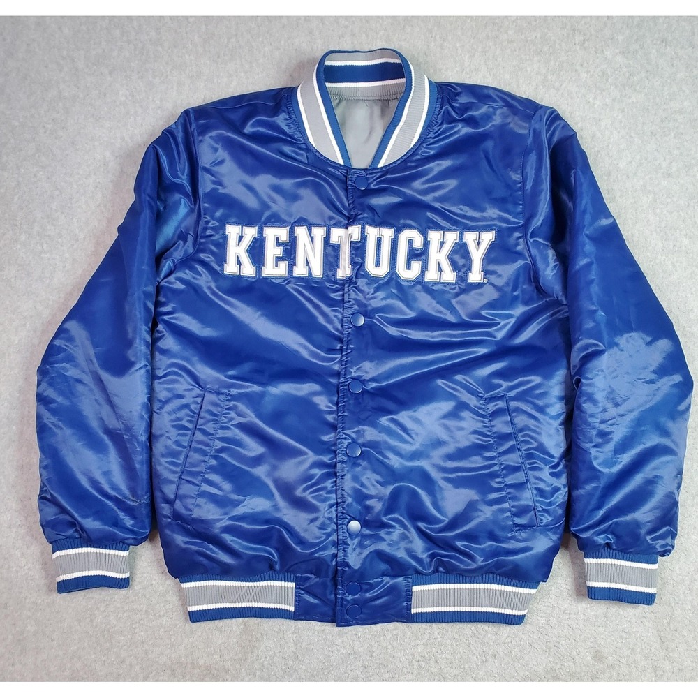 Vintage Starter Jacket Kentucky Wildcats Mens Large Blue Gray NCAA Reversible 90